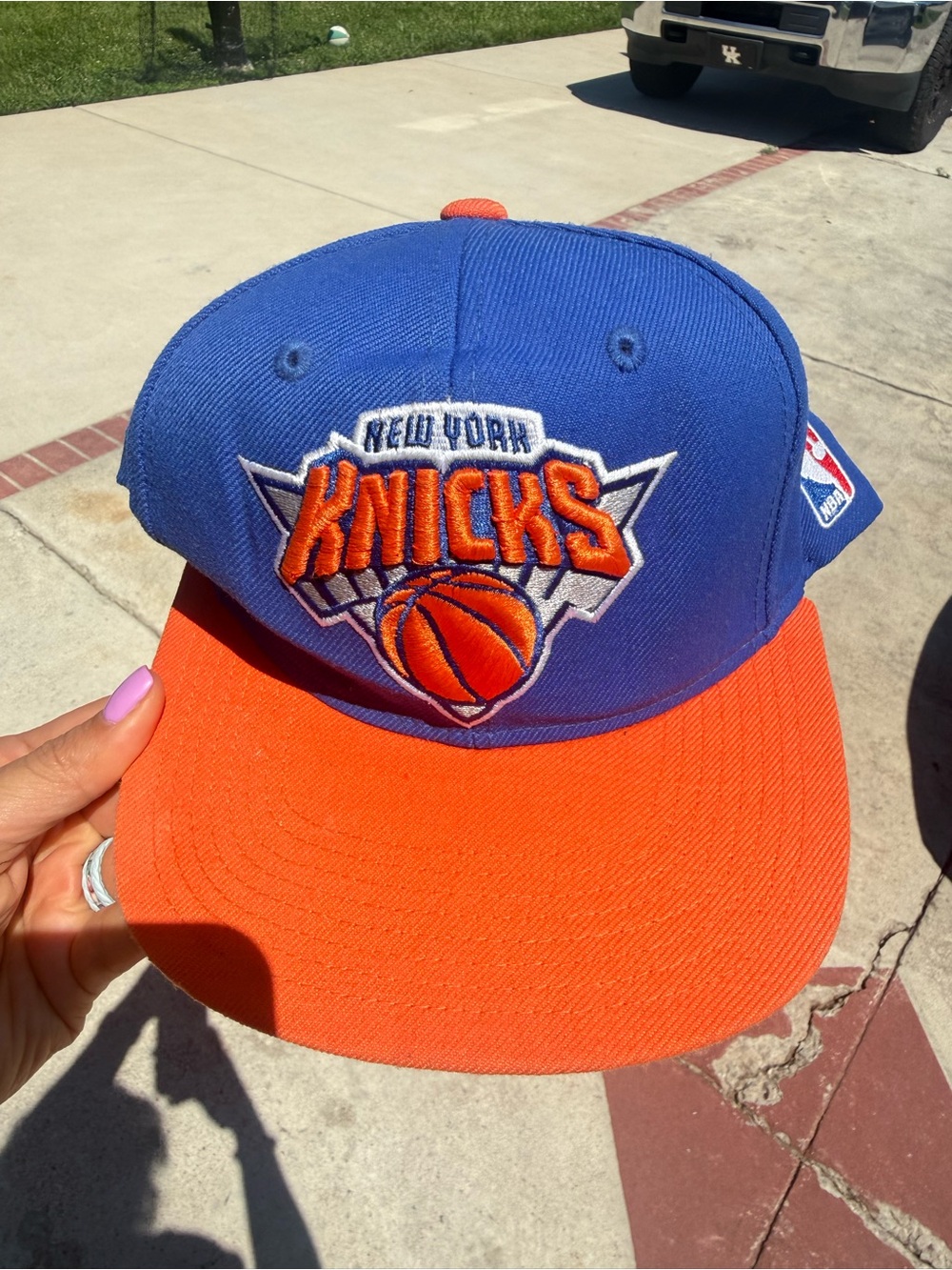 Mitchell & Ness New York Knicks Blue and Orange Snapback Hat